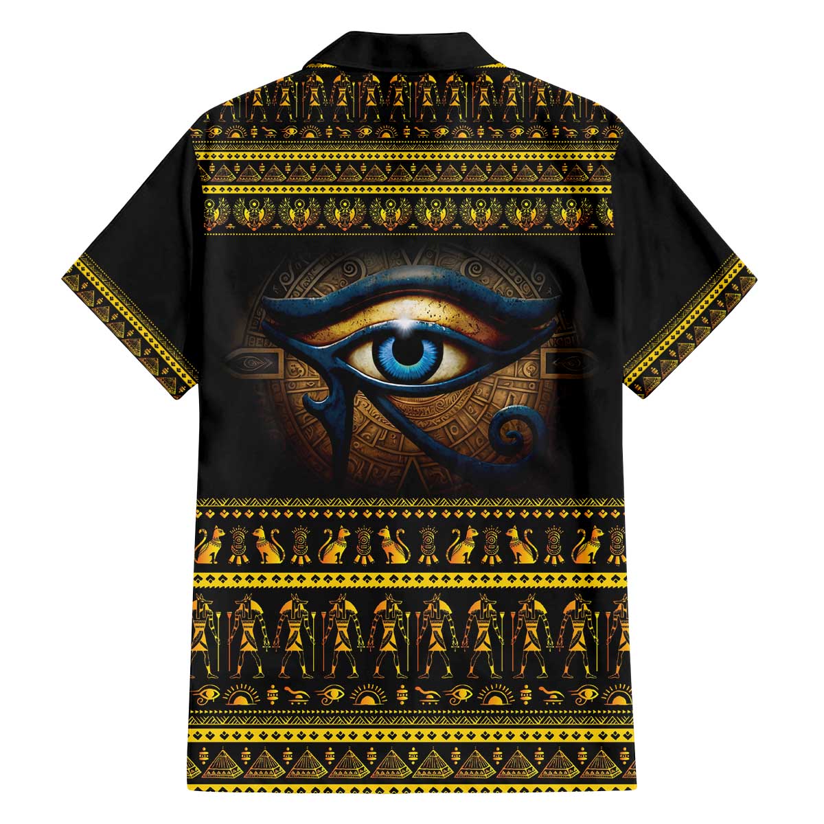 Ancient Egypt Eye Of Ra Family Matching Off The Shoulder Long Sleeve Dress and Hawaiian Shirt Sun To The Egyptians - Wonder Print Shop