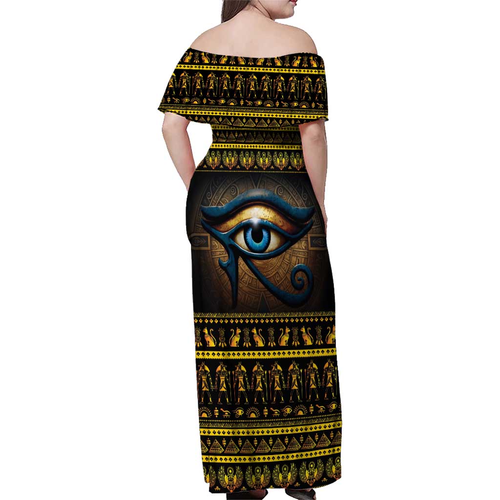 Ancient Egypt Eye Of Ra Family Matching Off Shoulder Maxi Dress and Hawaiian Shirt Sun To The Egyptians - Wonder Print Shop