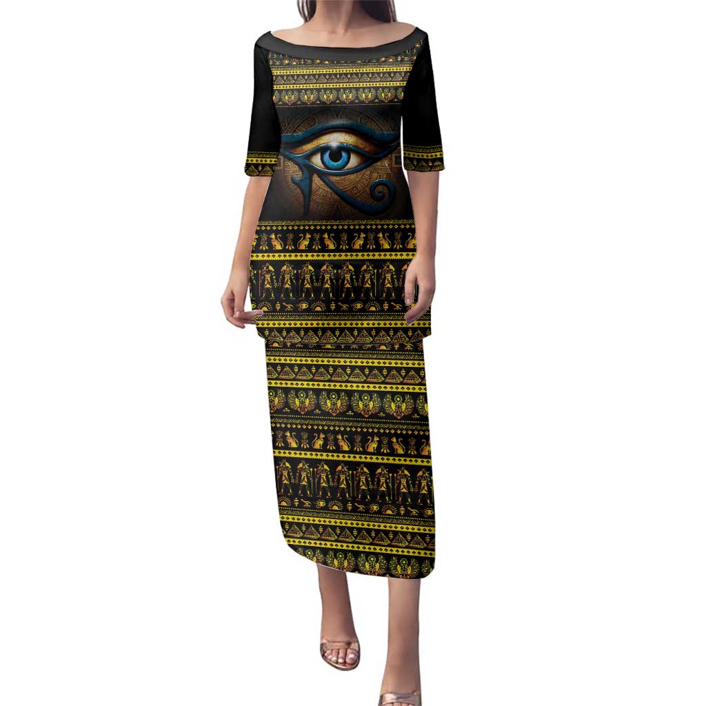 Ancient Egypt Eye Of Ra Family Matching Puletasi and Hawaiian Shirt Sun To The Egyptians - Wonder Print Shop