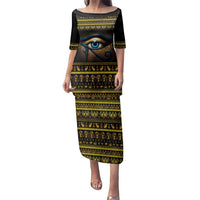 Ancient Egypt Eye Of Ra Family Matching Puletasi and Hawaiian Shirt Sun To The Egyptians - Wonder Print Shop