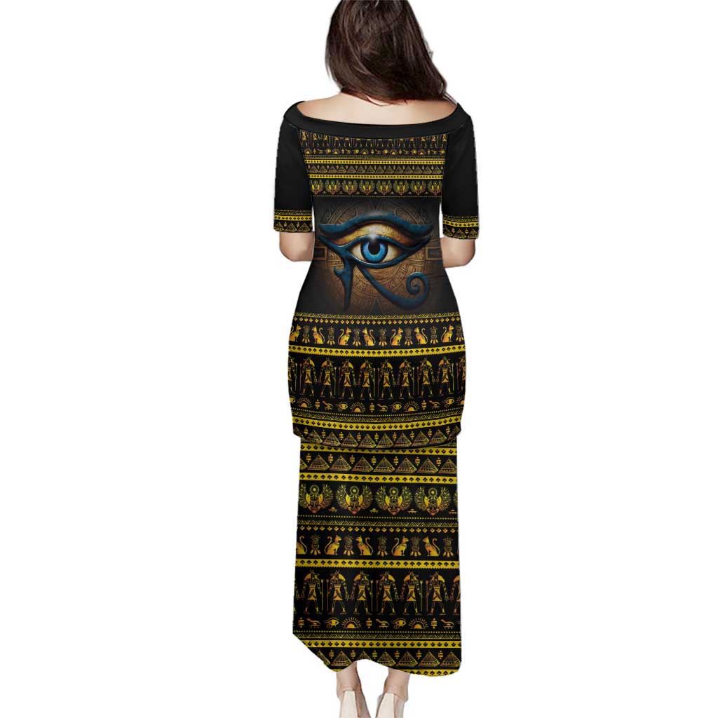 Ancient Egypt Eye Of Ra Family Matching Puletasi and Hawaiian Shirt Sun To The Egyptians - Wonder Print Shop