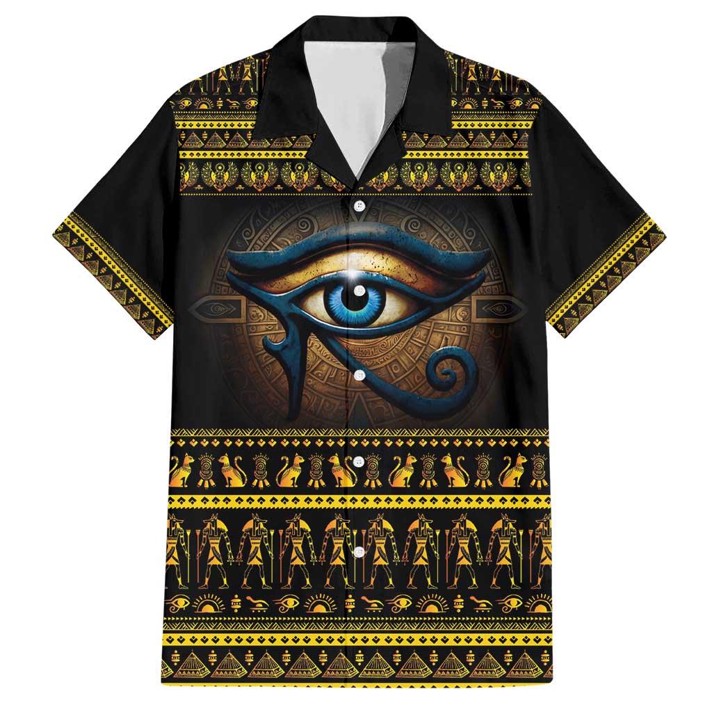 Ancient Egypt Eye Of Ra Family Matching Short Sleeve Bodycon Dress and Hawaiian Shirt Sun To The Egyptians - Wonder Print Shop