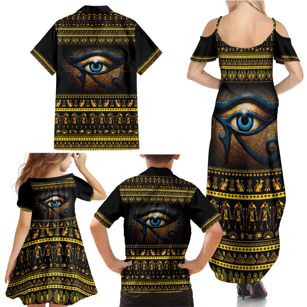 Ancient Egypt Eye Of Ra Family Matching Summer Maxi Dress and Hawaiian Shirt Sun To The Egyptians - Wonder Print Shop