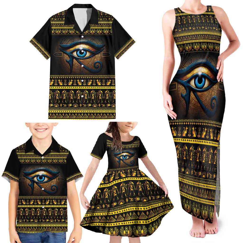 Ancient Egypt Eye Of Ra Family Matching Tank Maxi Dress and Hawaiian Shirt Sun To The Egyptians - Wonder Print Shop