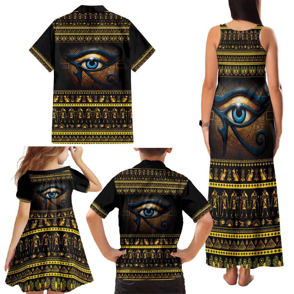 Ancient Egypt Eye Of Ra Family Matching Tank Maxi Dress and Hawaiian Shirt Sun To The Egyptians - Wonder Print Shop