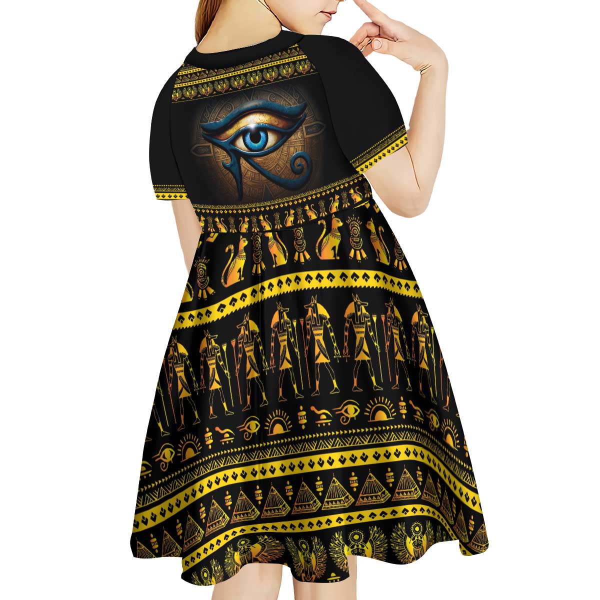 Ancient Egypt Eye Of Ra Kid Short Sleeve Dress Sun To The Egyptians - Wonder Print Shop