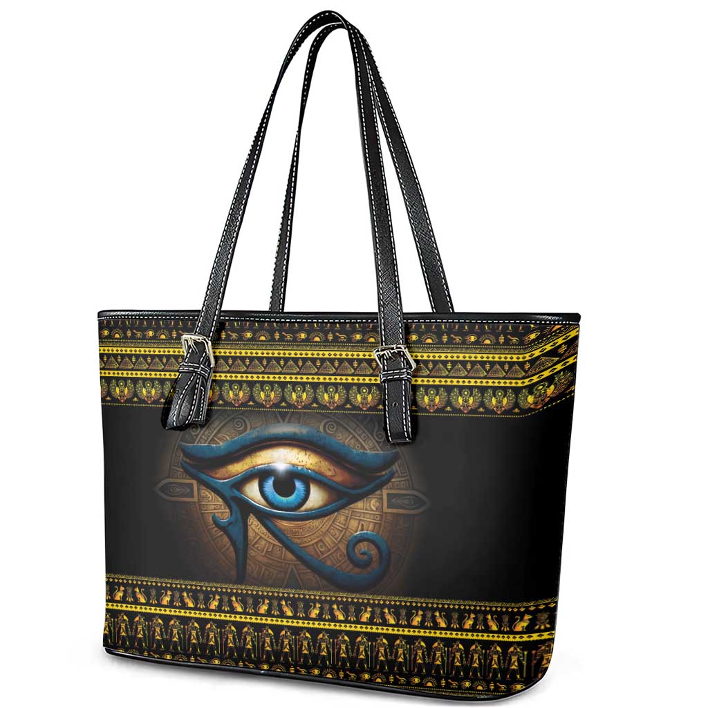Ancient Egypt Eye Of Ra Leather Tote Bag Sun To The Egyptians - Wonder Print Shop