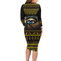 Ancient Egypt Eye Of Ra Long Sleeve Bodycon Dress Sun To The Egyptians - Wonder Print Shop