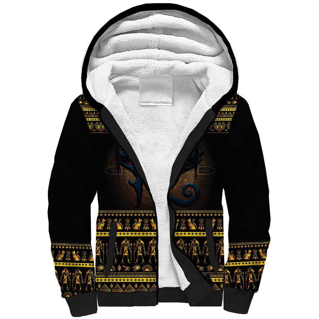 Ancient Egypt Eye Of Ra Sherpa Hoodie Sun To The Egyptians - Wonder Print Shop