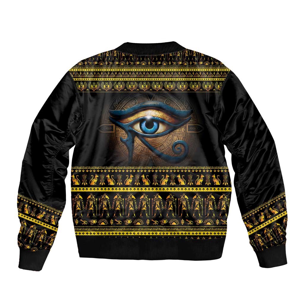 Ancient Egypt Eye Of Ra Sleeve Zip Bomber Jacket Sun To The Egyptians - Wonder Print Shop