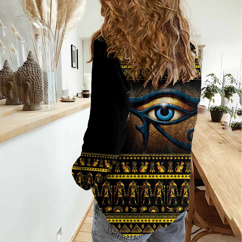 Ancient Egypt Eye Of Ra Women Casual Shirt Sun To The Egyptians - Wonder Print Shop