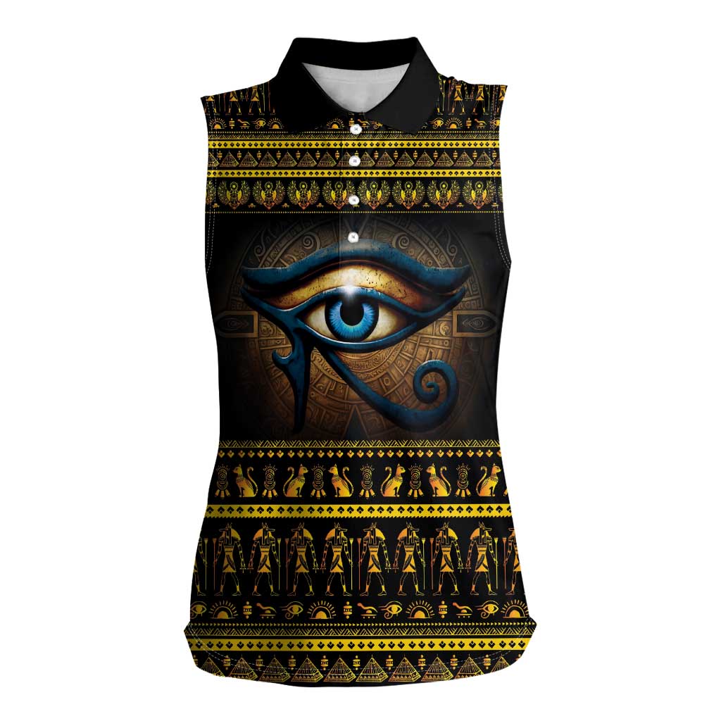Ancient Egypt Eye Of Ra Women Sleeveless Polo Shirt Sun To The Egyptians - Wonder Print Shop