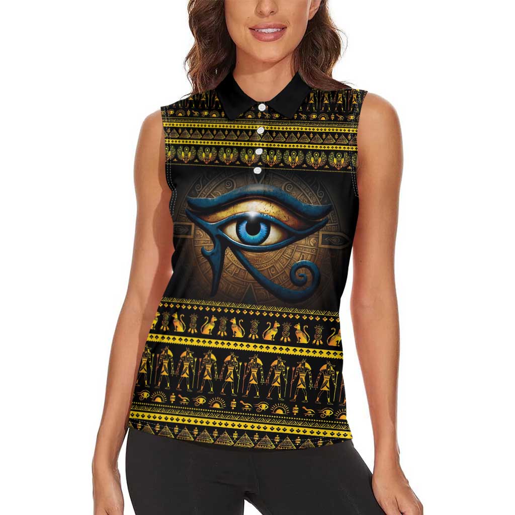 Ancient Egypt Eye Of Ra Women Sleeveless Polo Shirt Sun To The Egyptians - Wonder Print Shop
