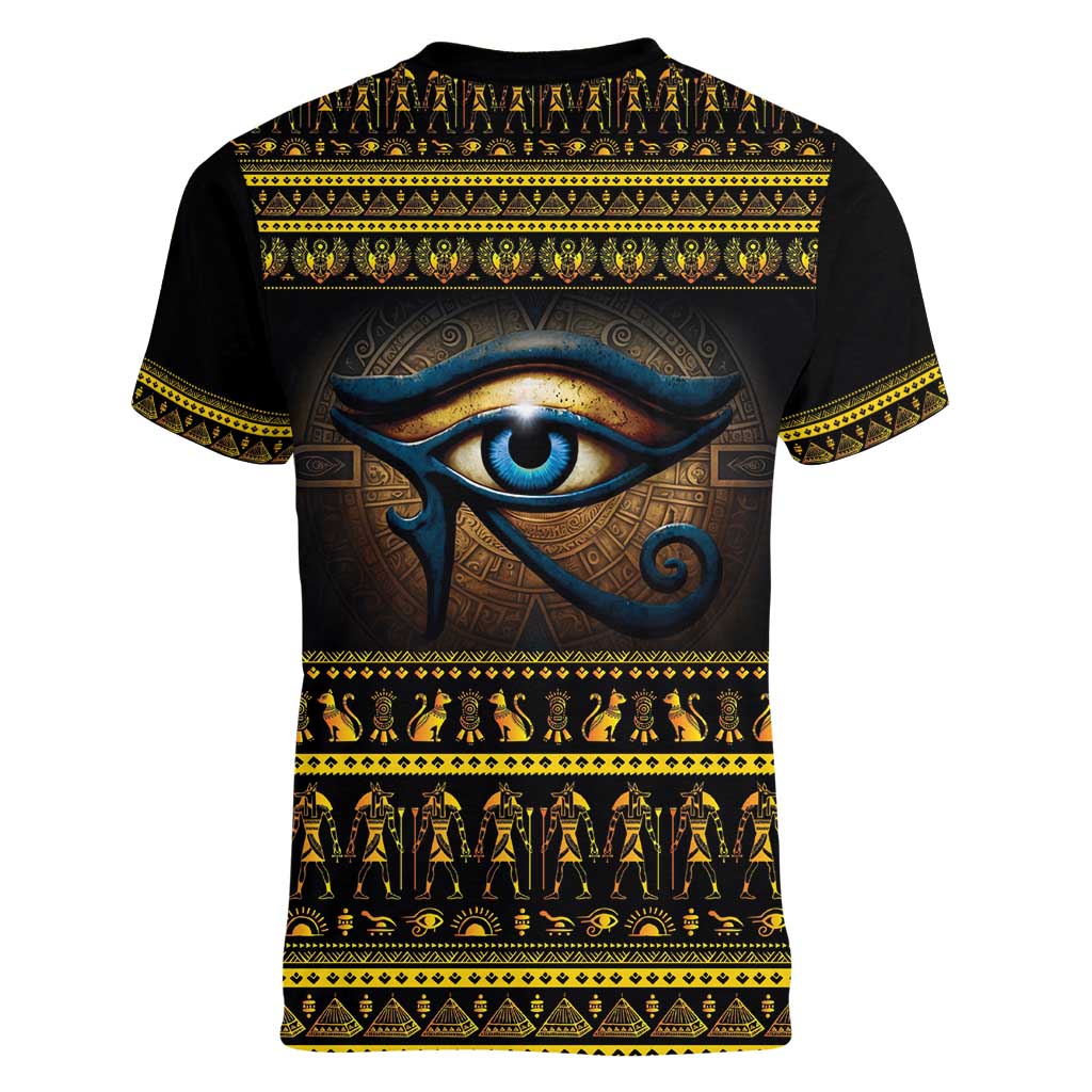 Ancient Egypt Eye Of Ra Women V-Neck T-Shirt Sun To The Egyptians - Wonder Print Shop