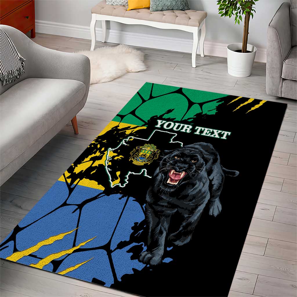 Personaliszd Gabon Area Rug Gabonese Black Panther With Map - Wonder Print Shop