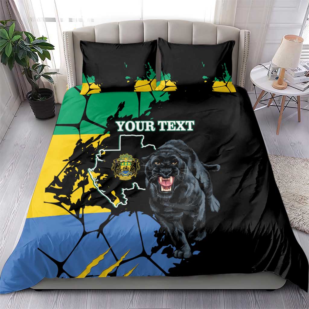 Personaliszd Gabon Bedding Set Gabonese Black Panther With Map - Wonder Print Shop