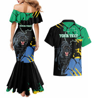 Personaliszd Gabon Couples Matching Mermaid Dress and Hawaiian Shirt Gabonese Black Panther With Map - Wonder Print Shop