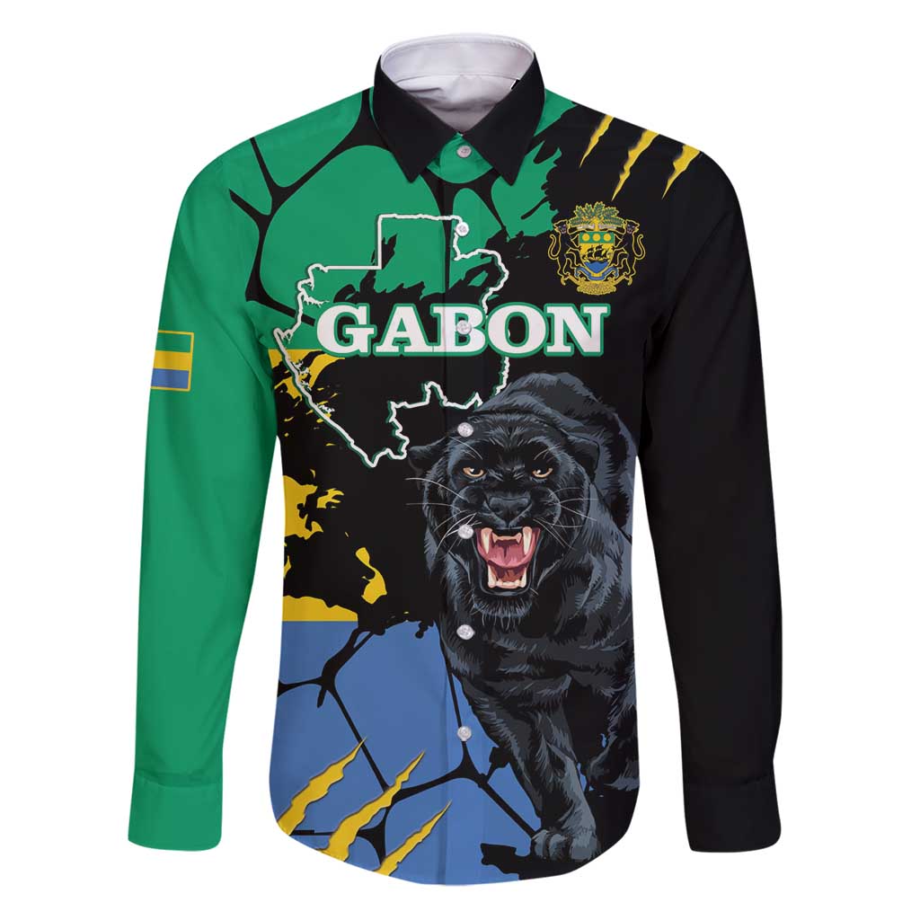 Personaliszd Gabon Family Matching Puletasi and Hawaiian Shirt Gabonese Black Panther With Map - Wonder Print Shop