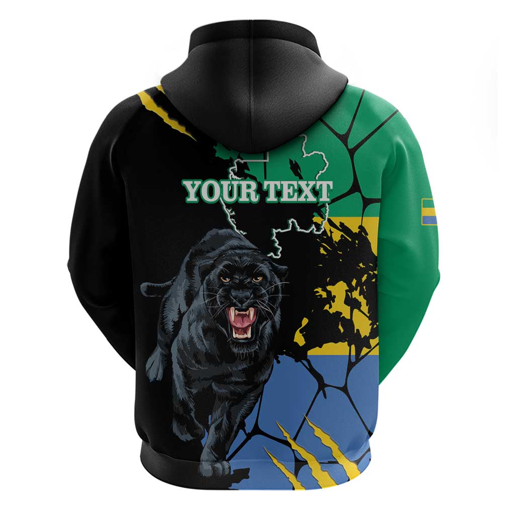 Personaliszd Gabon Hoodie Gabonese Black Panther With Map - Wonder Print Shop