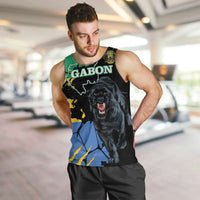 Personaliszd Gabon Men Tank Top Gabonese Black Panther With Map - Wonder Print Shop