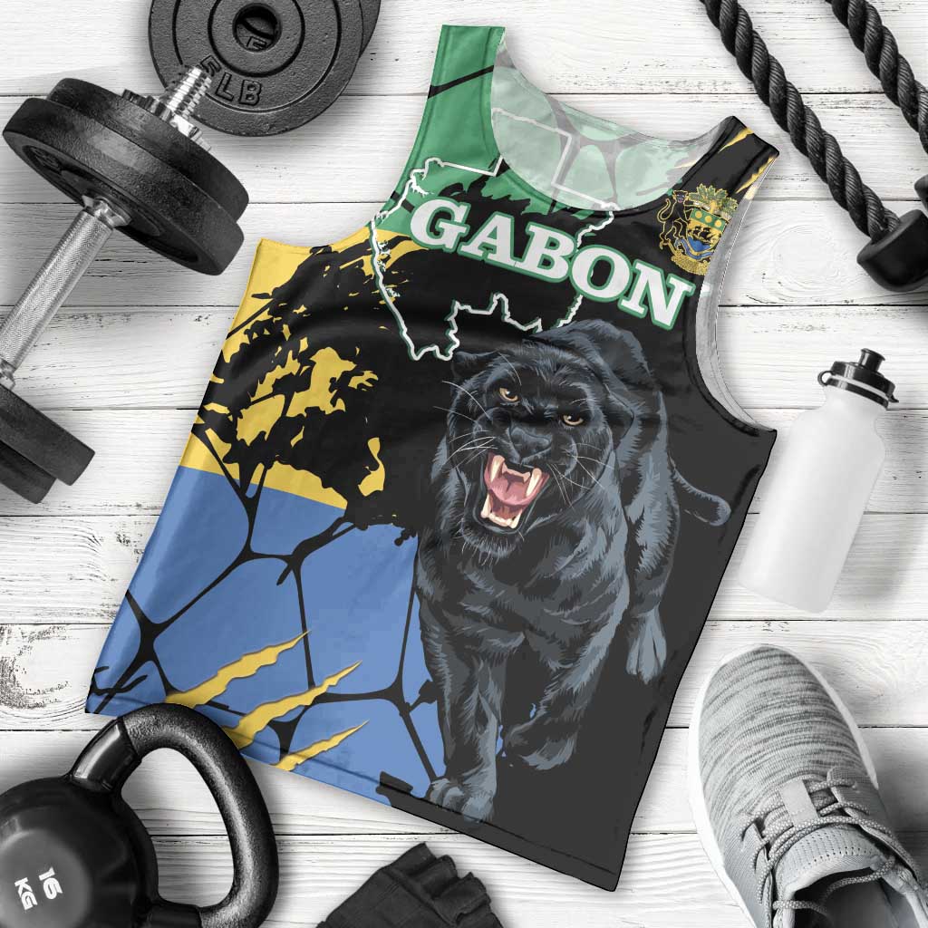 Personaliszd Gabon Men Tank Top Gabonese Black Panther With Map - Wonder Print Shop