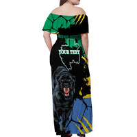 Personaliszd Gabon Off Shoulder Maxi Dress Gabonese Black Panther With Map - Wonder Print Shop