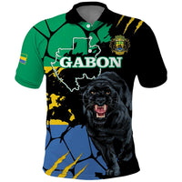 Personaliszd Gabon Polo Shirt Gabonese Black Panther With Map - Wonder Print Shop