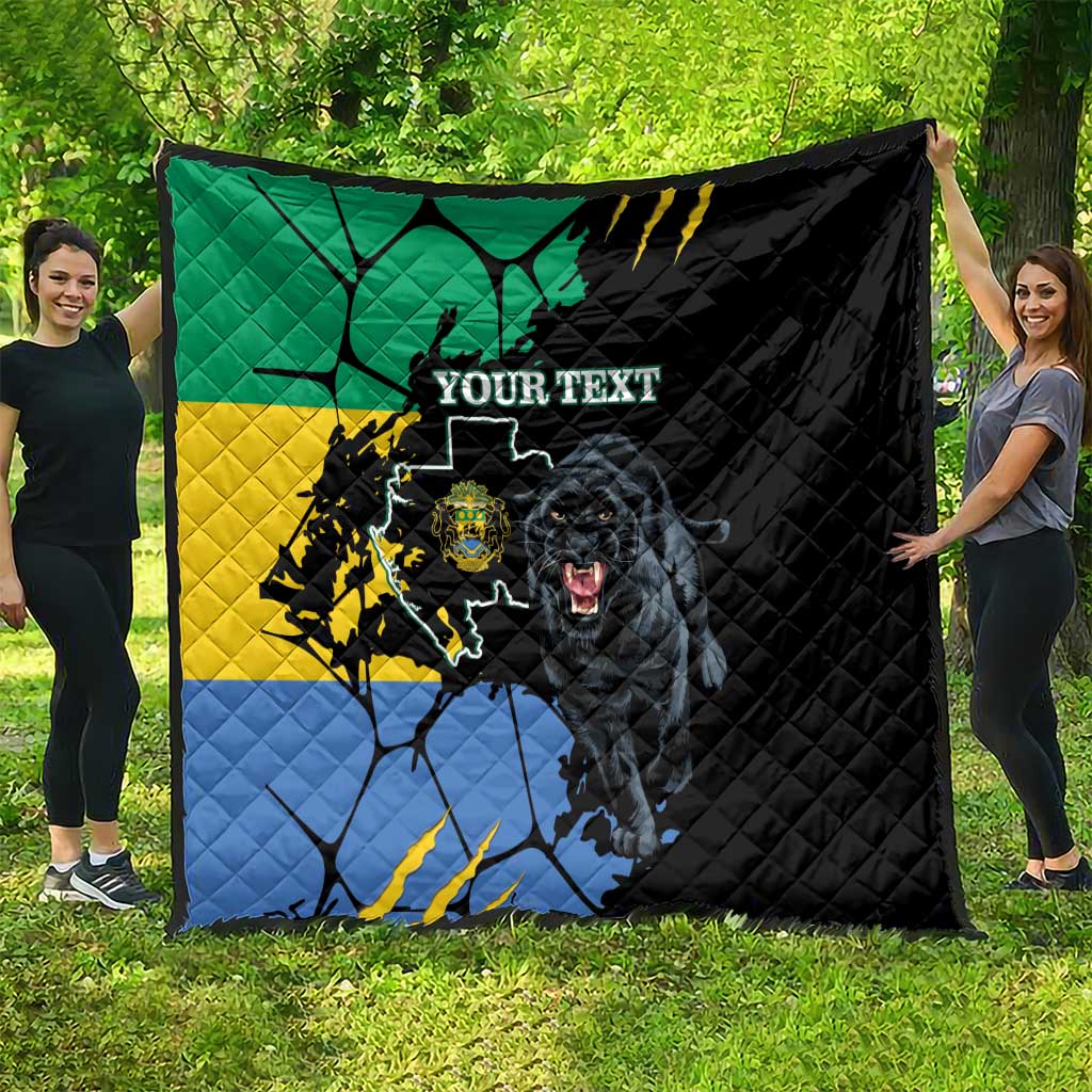 Personaliszd Gabon Quilt Gabonese Black Panther With Map - Wonder Print Shop