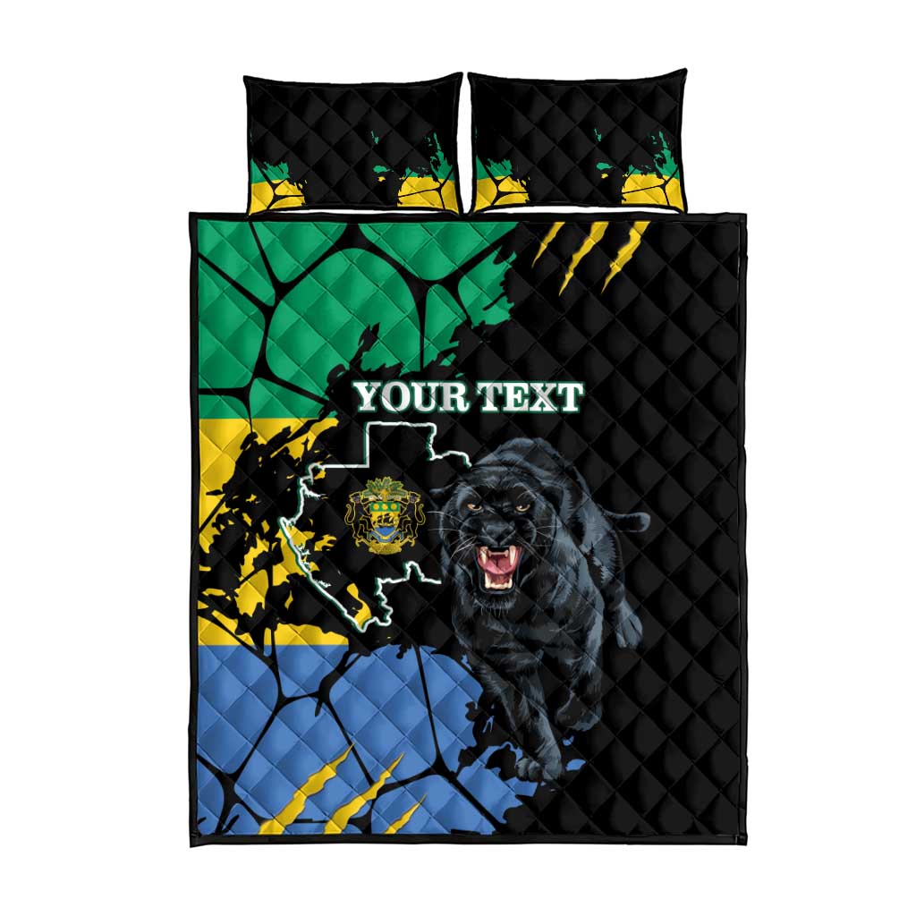 Personaliszd Gabon Quilt Bed Set Gabonese Black Panther With Map - Wonder Print Shop