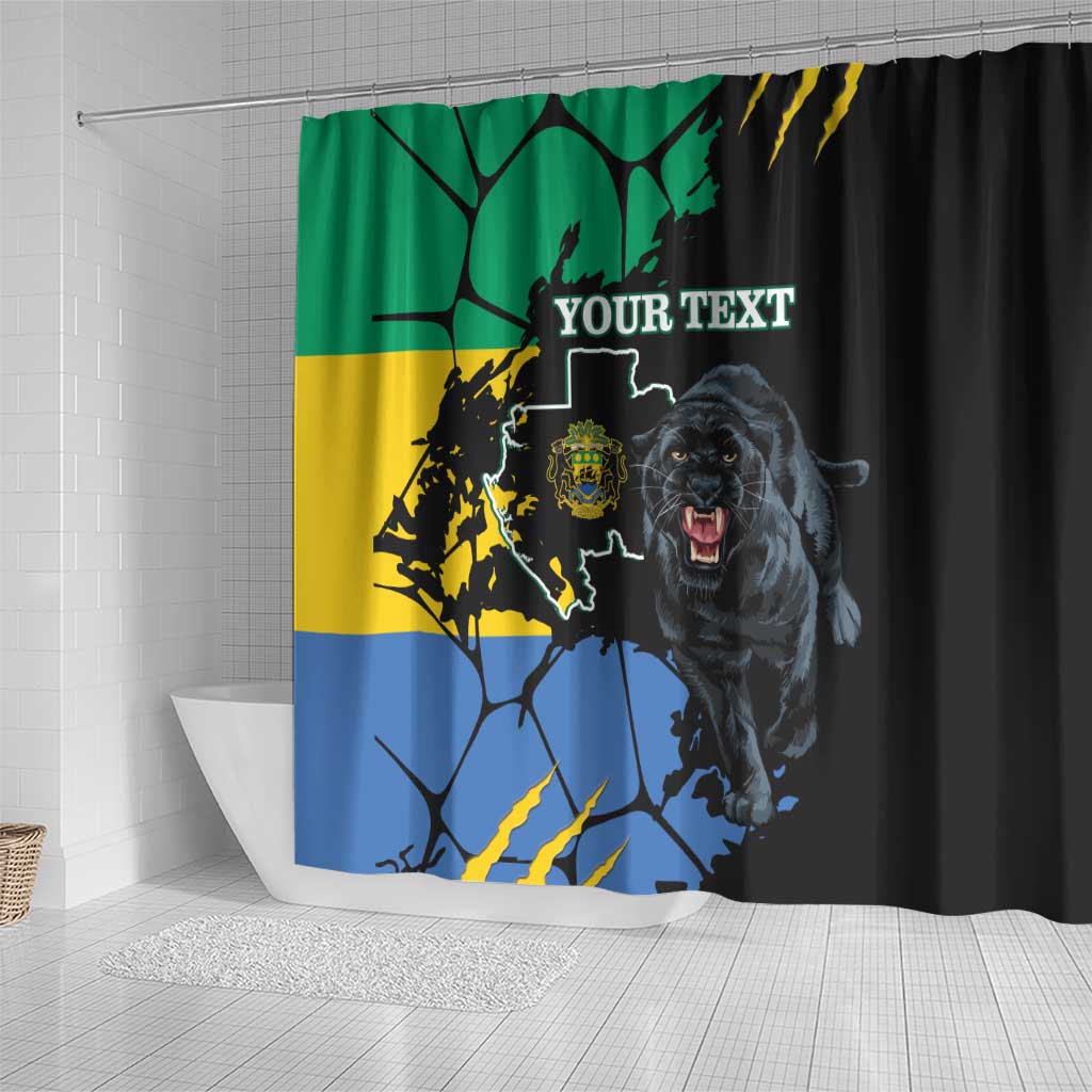 Personaliszd Gabon Shower Curtain Gabonese Black Panther With Map