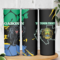 Personalized Gabon Skinny Tumbler Gabonese Black Panther With Map - Wonder Print Shop