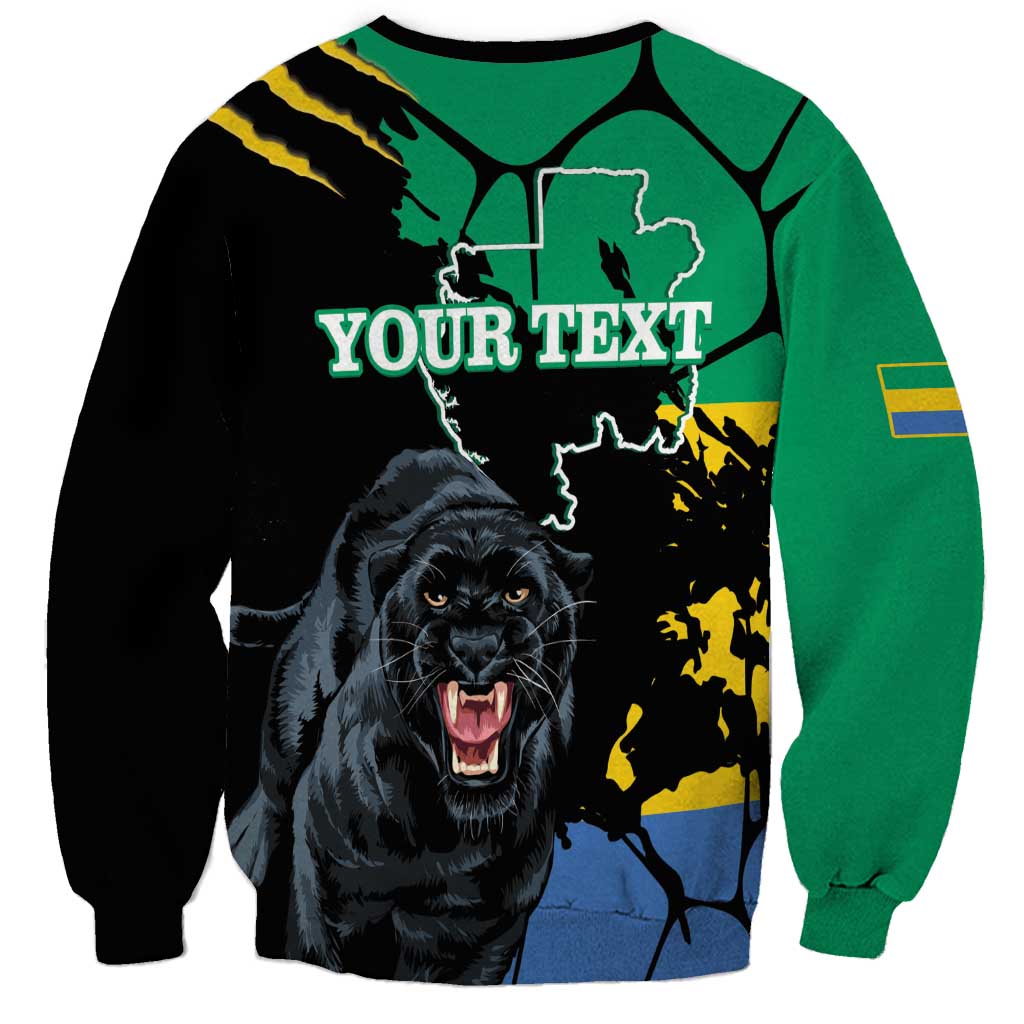 Personaliszd Gabon Sweatshirt Gabonese Black Panther With Map - Wonder Print Shop