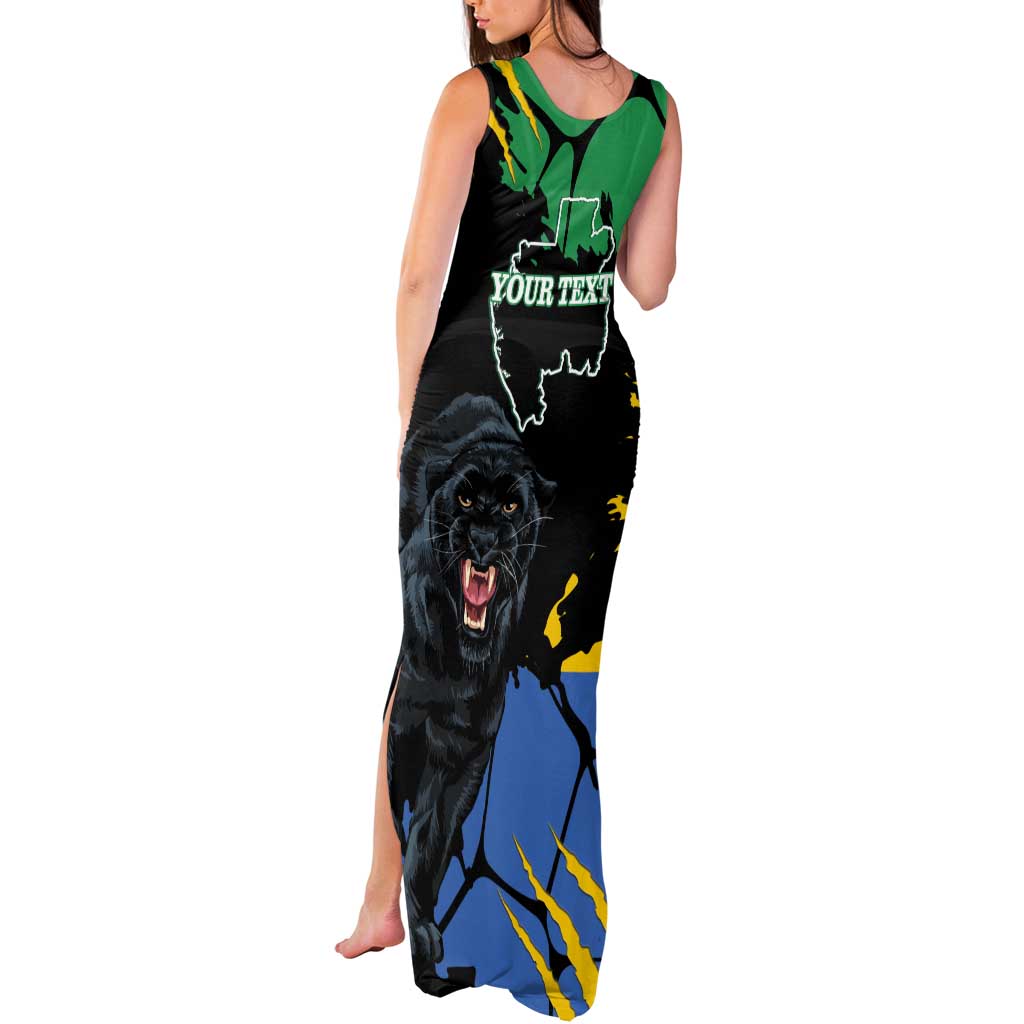 Personaliszd Gabon Tank Maxi Dress Gabonese Black Panther With Map - Wonder Print Shop