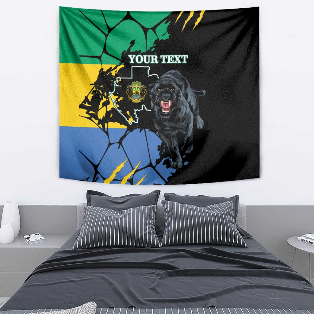Personaliszd Gabon Tapestry Gabonese Black Panther With Map - Wonder Print Shop