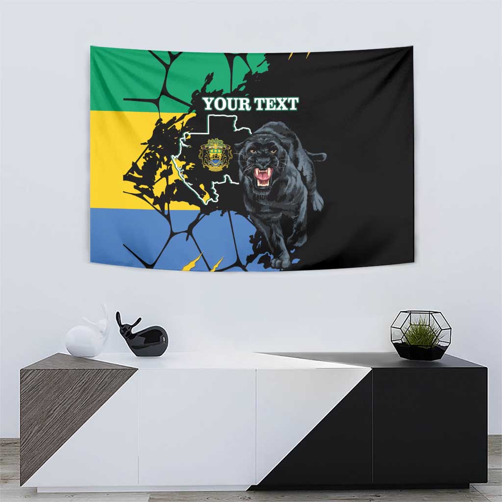 Personaliszd Gabon Tapestry Gabonese Black Panther With Map - Wonder Print Shop