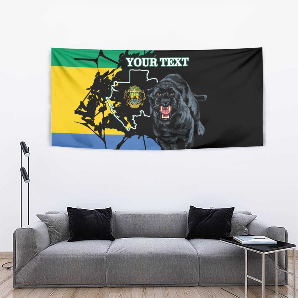 Personaliszd Gabon Tapestry Gabonese Black Panther With Map - Wonder Print Shop