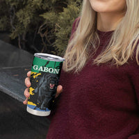 Personalized Gabon Tumbler Cup Gabonese Black Panther With Map - Wonder Print Shop