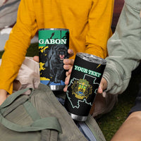 Personalized Gabon Tumbler Cup Gabonese Black Panther With Map - Wonder Print Shop