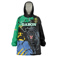 Personaliszd Gabon Wearable Blanket Hoodie Gabonese Black Panther With Map - Wonder Print Shop