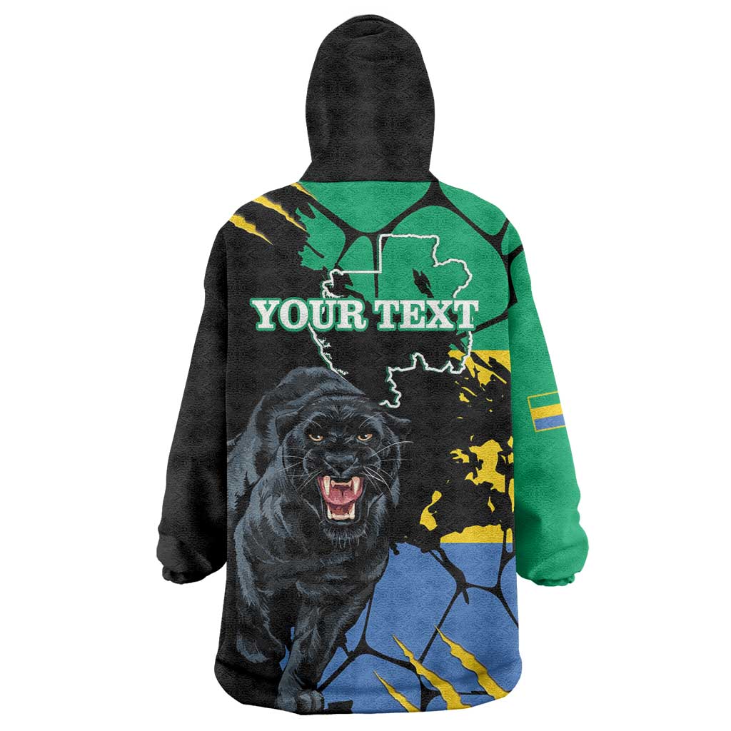 Personaliszd Gabon Wearable Blanket Hoodie Gabonese Black Panther With Map - Wonder Print Shop