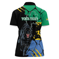 Personaliszd Gabon Women Polo Shirt Gabonese Black Panther With Map - Wonder Print Shop