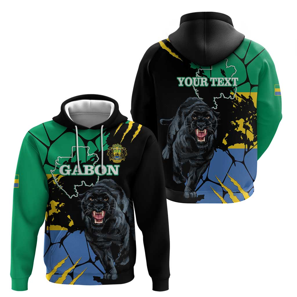 Personaliszd Gabon Zip Hoodie Gabonese Black Panther With Map - Wonder Print Shop