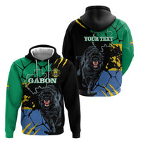Personaliszd Gabon Zip Hoodie Gabonese Black Panther With Map - Wonder Print Shop