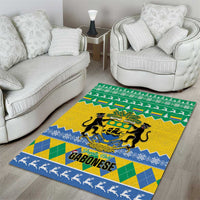 Gabon Christmas Area Rug Joyeux Noel Coat Of Arms - Wonder Print Shop