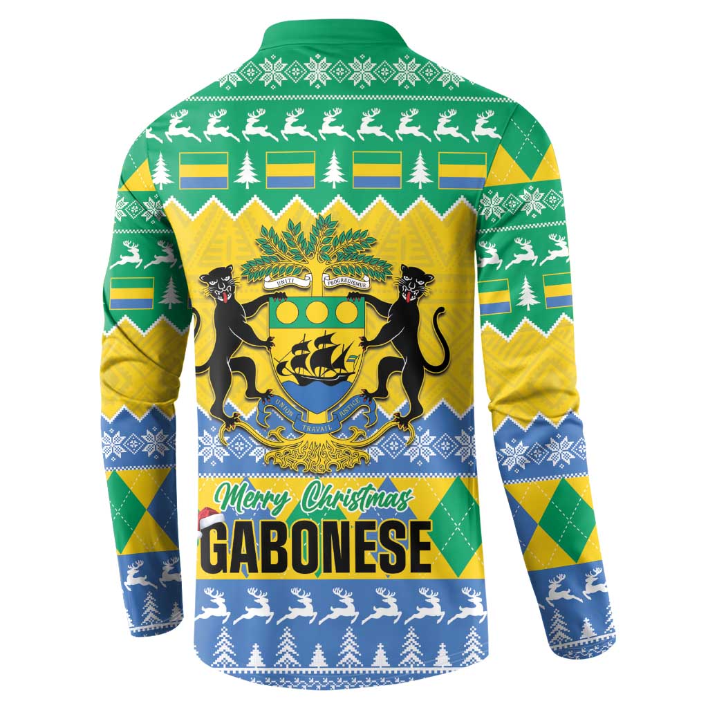 Gabon Christmas Button Sweatshirt Joyeux Noel Coat Of Arms - Wonder Print Shop