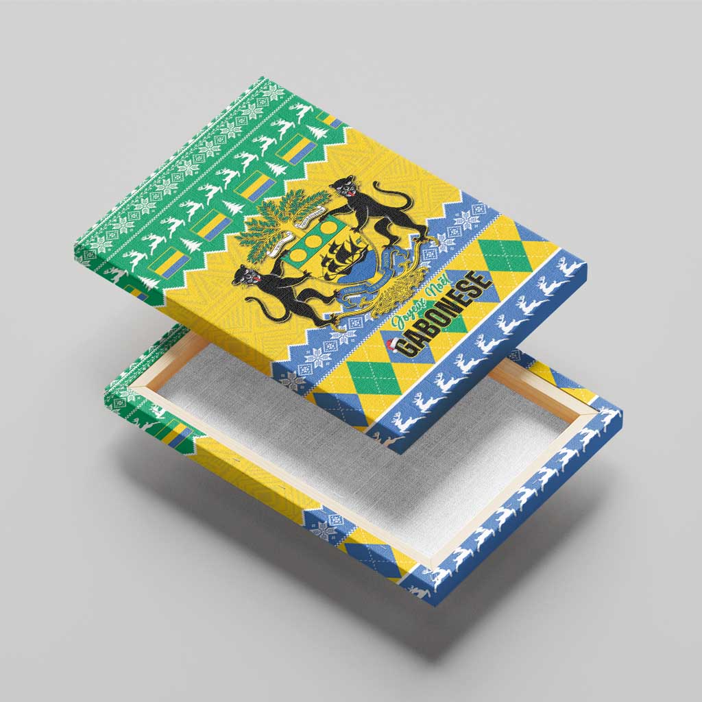 Gabon Christmas Canvas Wall Art Joyeux Noel Coat Of Arms - Wonder Print Shop