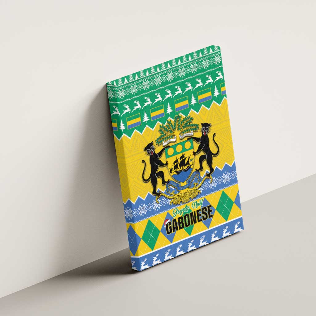 Gabon Christmas Canvas Wall Art Joyeux Noel Coat Of Arms - Wonder Print Shop