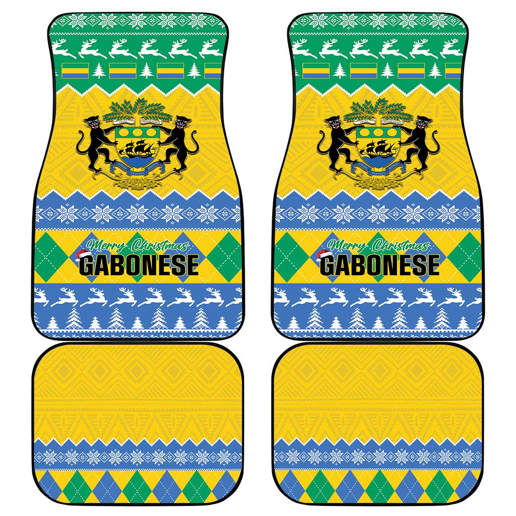Gabon Christmas Car Mats Joyeux Noel Coat Of Arms - Wonder Print Shop