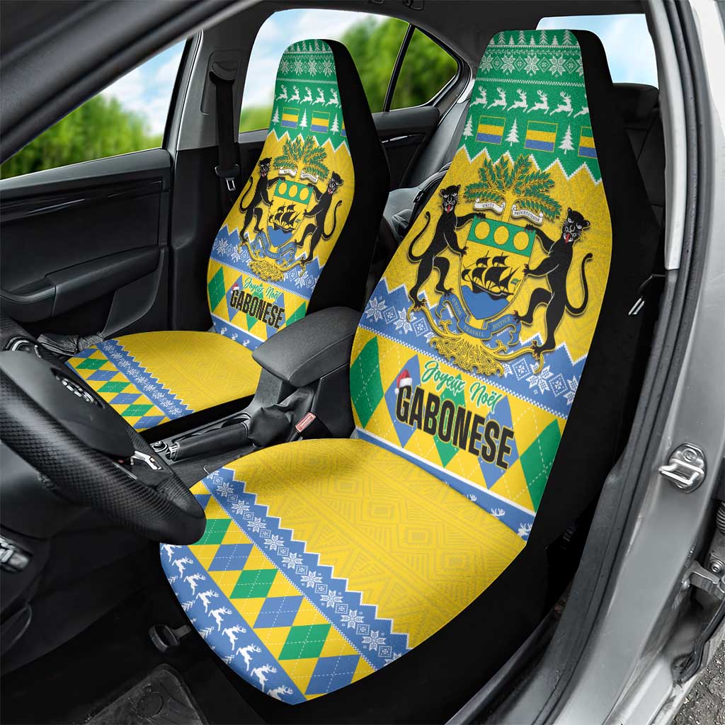Gabon Christmas Car Seat Cover Joyeux Noel Coat Of Arms - Wonder Print Shop