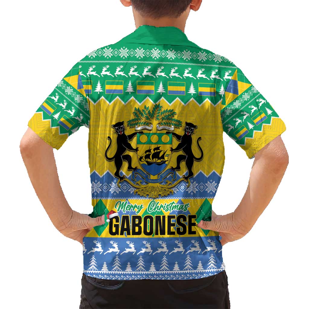 Gabon Christmas Family Matching Summer Maxi Dress and Hawaiian Shirt Joyeux Noel Coat Of Arms - Wonder Print Shop